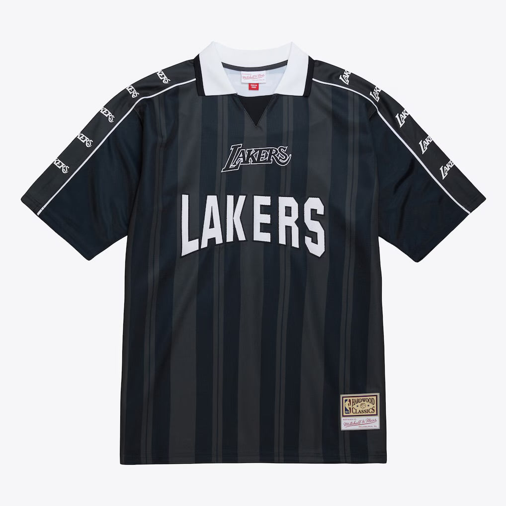 Black Los Angeles Lakers jersey with white lettering on a white background