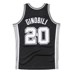 Black basketball jersey with 'Ginobili' and number '20' on a white background