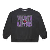 Black Toronto Raptors sweatshirt with purple text on a white background