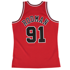 Chicago Bulls #91 Dennis Rodman 1997-98 NBA Hardwood Classics Swingman Jersey Red Mitchell & Ness