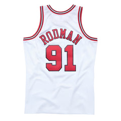 Chicago Bulls #91 Dennis Rodman 1997-98 NBA Hardwood Classic Swingman Jersey White Mitchell & Ness