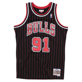 Chicago Bulls 1995-96 Dennis Rodman Black Striped Swingman NBA Jersey