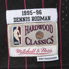Chicago Bulls #91 Dennis Rodman 1995-96 NBA Hardwood Classics Swingman Jersey Black Striped Mitchell & Ness