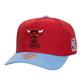 Red and blue cap with a logo on a white background