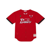 Chicago Bulls Baseball Jersey Front Button Red Mitchell & Ness