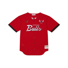 Chicago Bulls Baseball Jersey Front Button Red Mitchell & Ness