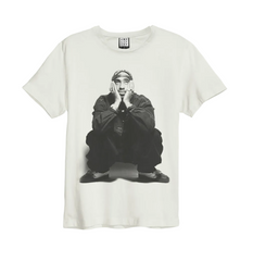 Tupac White T-Shirt Cotton Slim Fit by Amplified