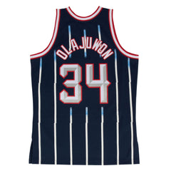 Houston Rockets #34 1996-97 Hakeem Olajuwon Hardwood Swingman NBA Jersey Royal Mitchell & Ness