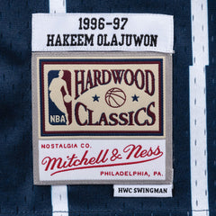 Houston Rockets #34 1996-97 Hakeem Olajuwon Hardwood Swingman NBA Jersey Royal Mitchell & Ness