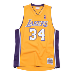 Los Angeles Lakers #34 Shaquille O'Neal 1999-00 NBA Hardwood Classics Swingman Jersey Gold Mitchell & Ness