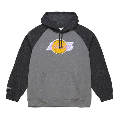 Gray and black hoodie with a logo on a white background