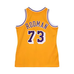 Los Angeles Lakers  #73 Dennis Rodman 1998-99 NBA Hardwood Classic Swingman Jersey Yellow Mitchell & Ness