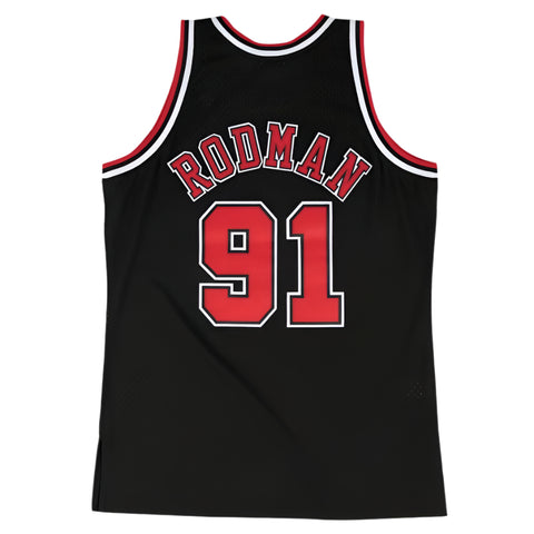 Chicago Bulls 1997-98 Dennis Rodman Black Swingman NBA Jersey