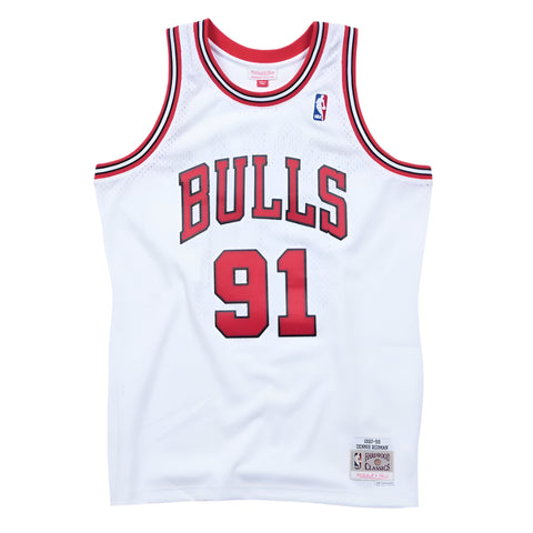 Chicago Bulls 1997-98 Dennis Rodman White Swingman NBA Jersey