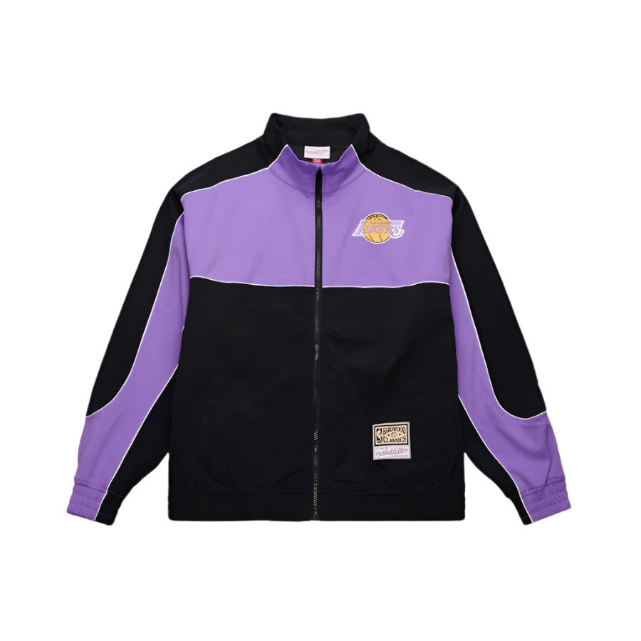 Black and purple jacket with a logo on a white background