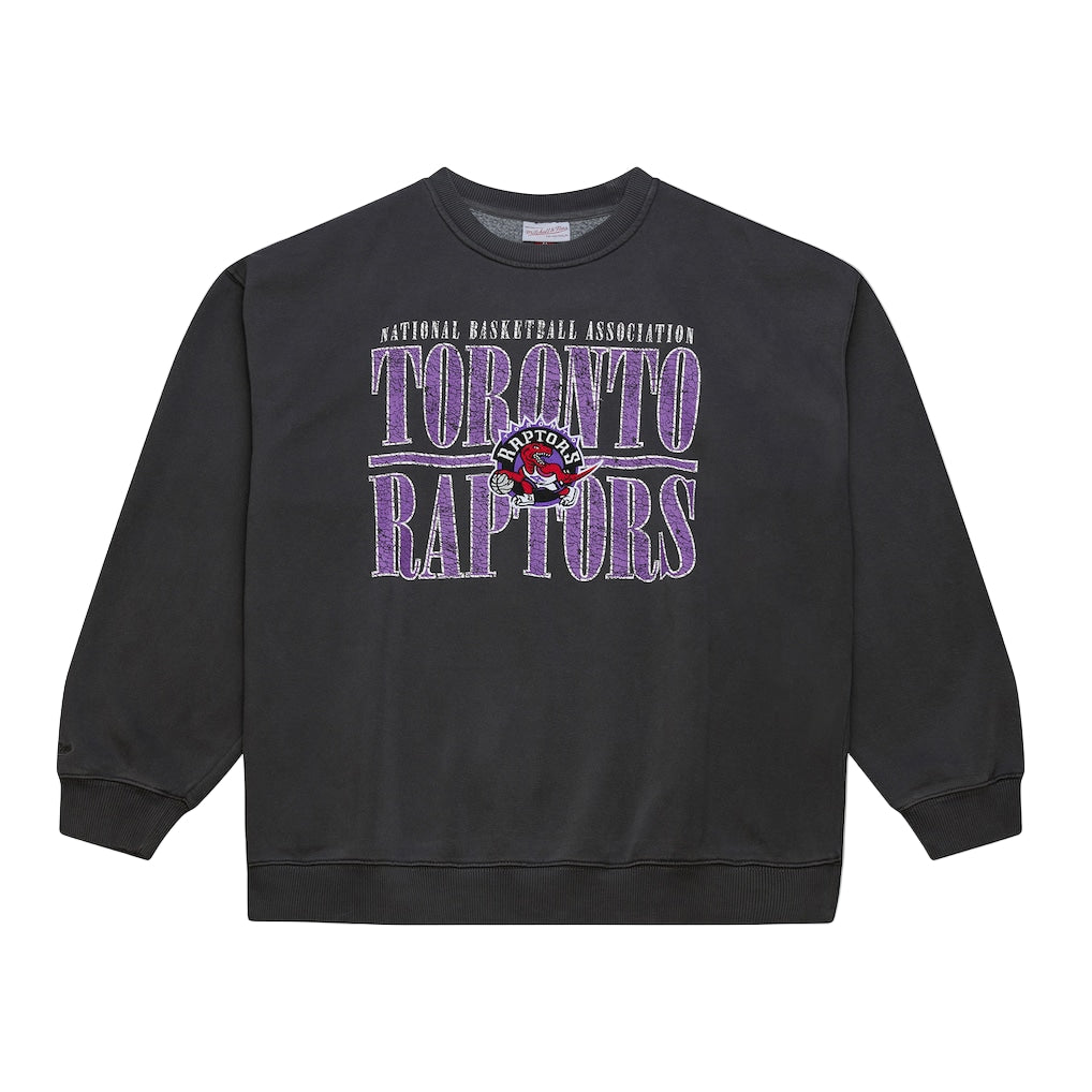 Black Toronto Raptors sweatshirt with purple text on a white background