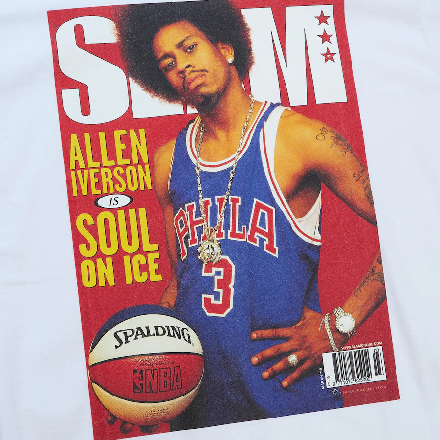 Magazine cover featuring Allen Iverson with a basketball, on a white background