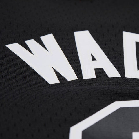 Black sports jersey with white lettering and number on a black background
