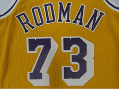Los Angeles Lakers  #73 Dennis Rodman 1998-99 NBA Hardwood Classic Swingman Jersey Yellow Mitchell & Ness
