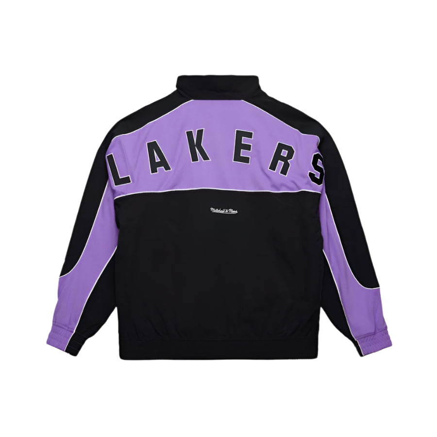 Black and purple 'Lakers' jacket on a white background