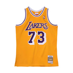 Los Angeles Lakers  #73 Dennis Rodman 1998-99 NBA Hardwood Classic Swingman Jersey Yellow Mitchell & Ness