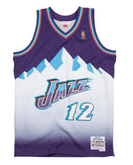 Utah Jazz #12 John Stockton 1996-1997 NBA Hardwood Classic Swingman Jersey Purple Mitchell & Ness