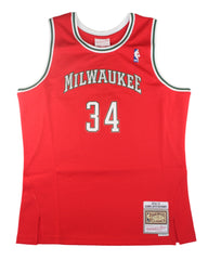 Milwaukee Bucks #34 Giannis Antetokounmpo 2014-15 NBA Hardwood Classic Swingman Jersey Red Mitchell & Ness