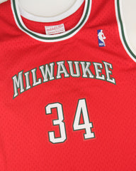 Milwaukee Bucks #34 Giannis Antetokounmpo 2014-15 NBA Hardwood Classic Swingman Jersey Red Mitchell & Ness