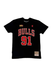 Chicago Bulls Dennis Rodman Black T-Shirt Short Sleeve