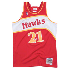Atlanta Hawks #21 Dominique Wilkins 1986-87 NBA Hardwood Classics Swingman Jersey Scarlet Mitchell & Ness