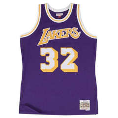Los Angeles Lakers #32 Magic Johnson 1984-85 Hardwood Swingman NBA Jersey Purple Mitchell & Ness